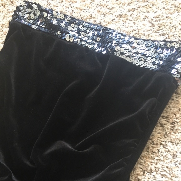 Black Velvet Formal Strapless Dress - Picture 2 of 3